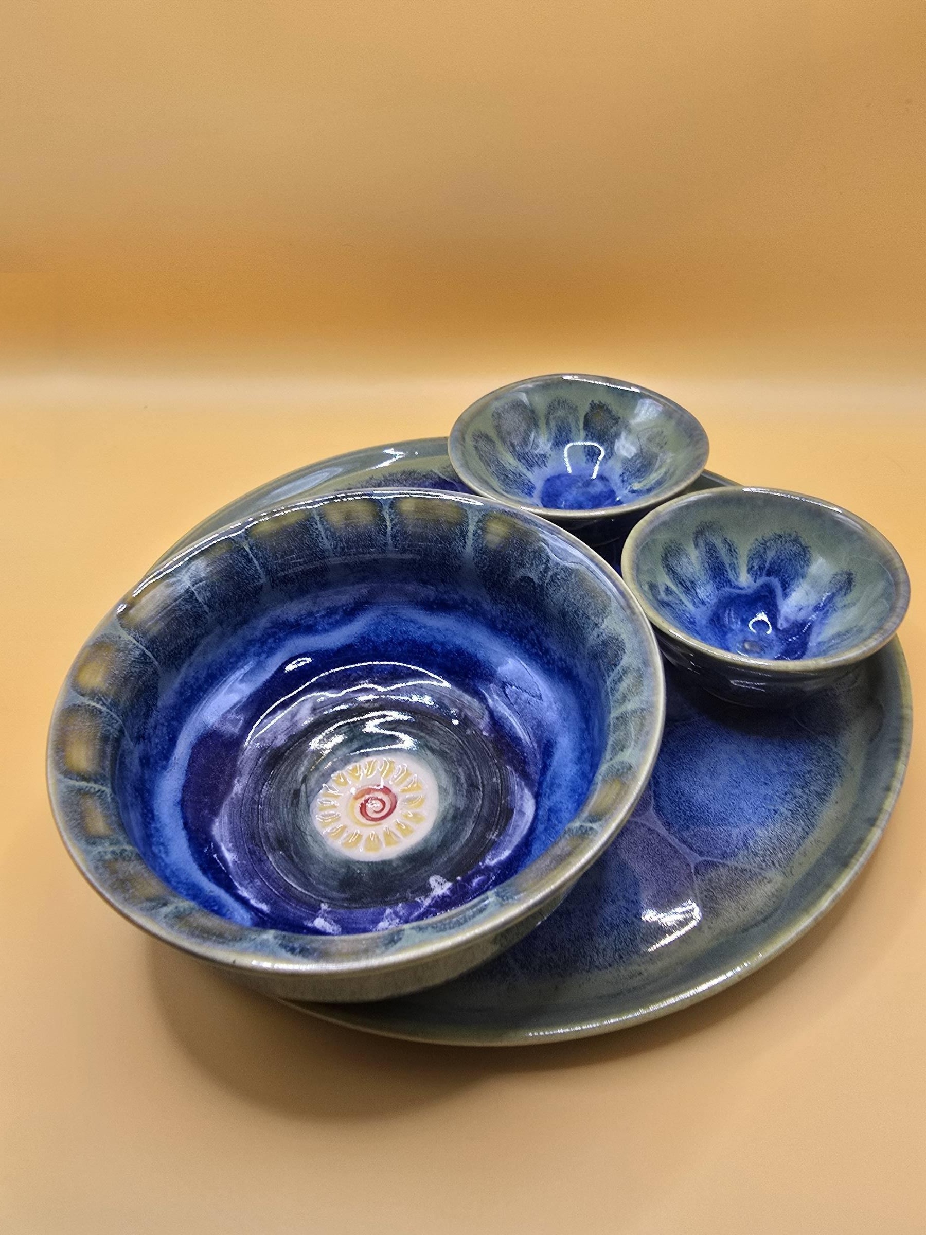 Handmade cobalt blue ramen set by Clay Therapy